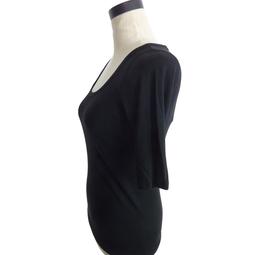 NWT Everlane Pima Micro Rib Scoop Neck Tee Black M Shirt Top Shirt - Picture 4 of 7